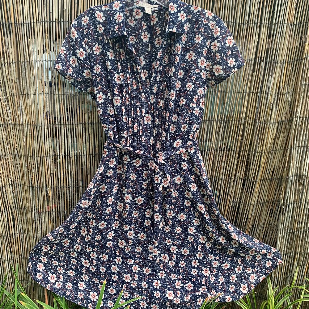Dress Barn Floral midi dress with tie belt